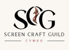 Logo of Screen Craft Guild Cymru featuring stylized letters and a feather.