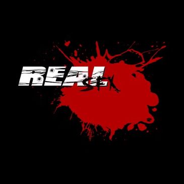 Logo with 'REAL SURVIVAL' over a red blood splatter.