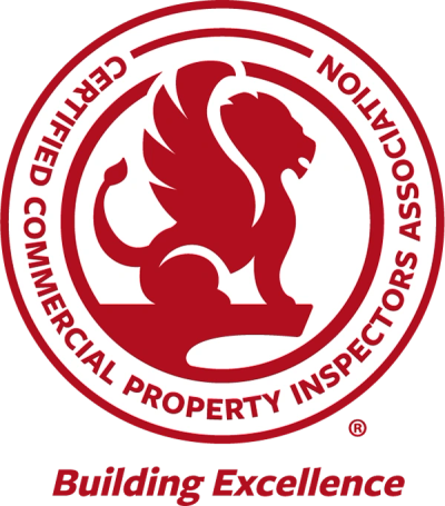 Logo of Certified Commercial Property Inspectors Association featuring a winged lion.