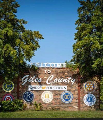 Welcome to Giles County sign, home of UT Southern - Atchley Home Inspections service area.