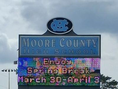 Moore County High School sign in Moore County Tennessee.