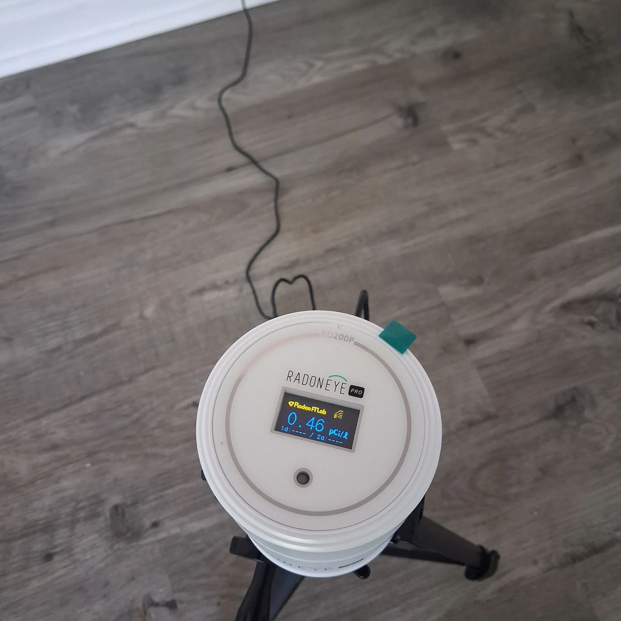 Atchley Home Inspections uses a Radon Eye Pro radon tester testing a home in Lawrenceburg Tennessee.