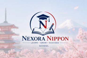 Nexora Nippon school logo with Japanese cultural background.