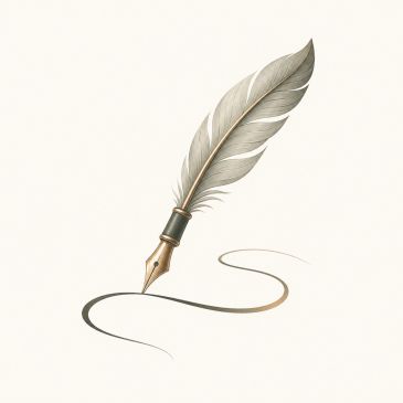 A vintage quill pen drawing a graceful line on paper.