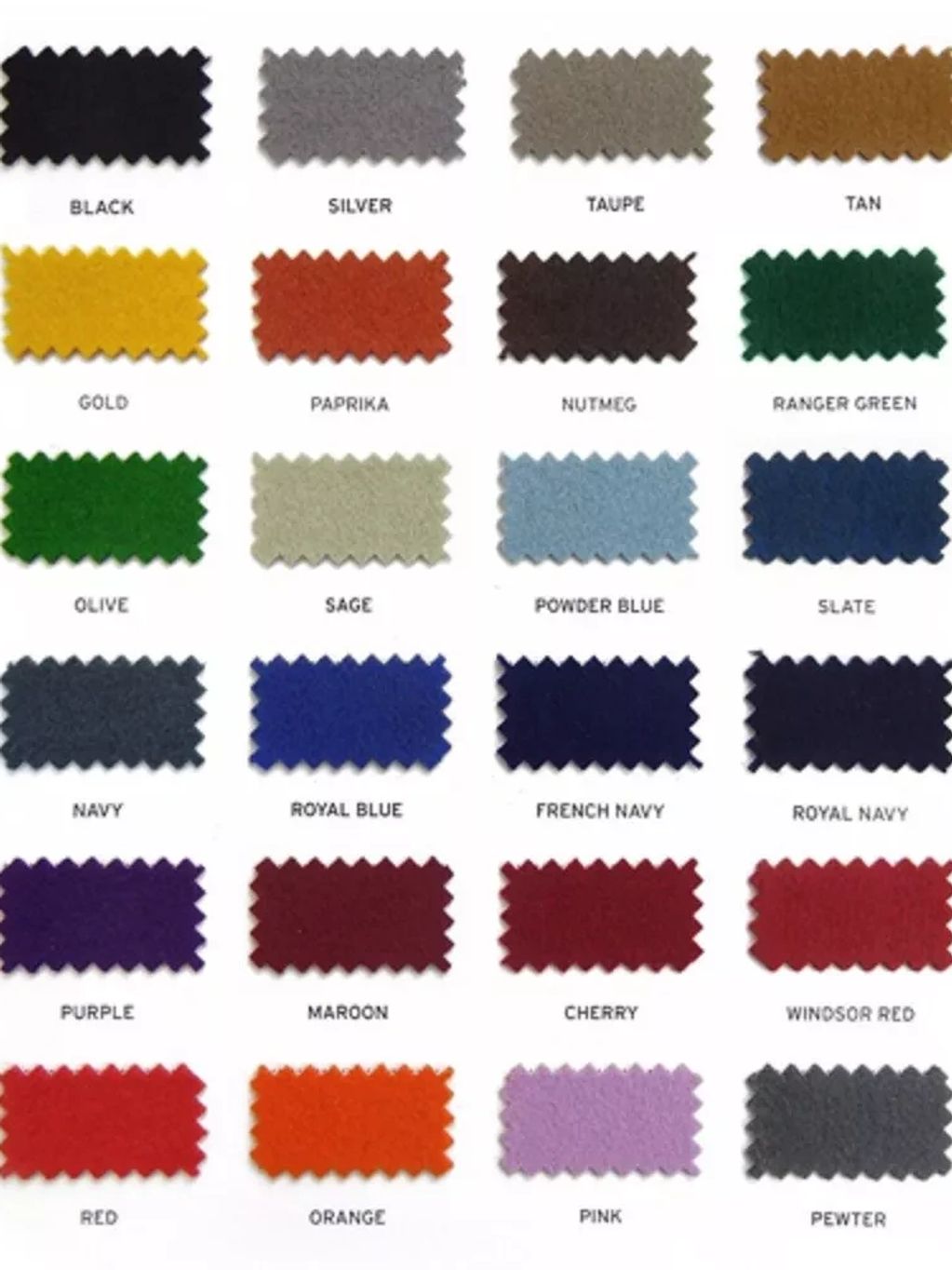 Smart pool cloth colour options.