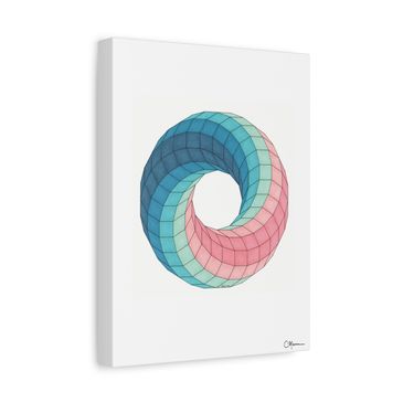 Cotton Candy canvas print with soft blue to pink pastel spiral design.