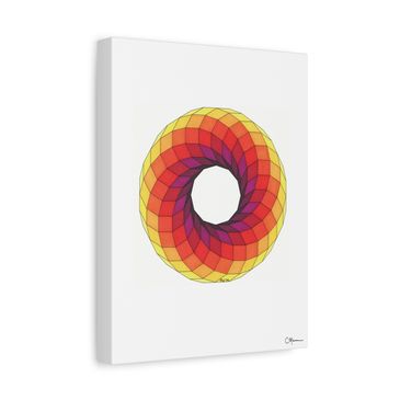 Flare canvas spiral with bold yellow to red gradient on clean white backdrop.