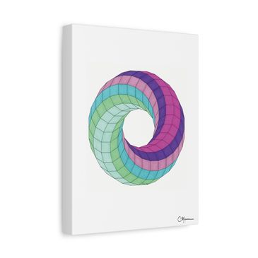 Gummie spiral canvas with layered purple and green hues in soft gradients.