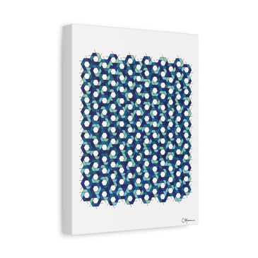 Ice King hex canvas in icy blue gradients with bold symmetrical layout.