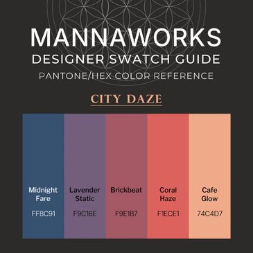 City Daze Pro Series digital color palette featuring five curated swatches ranging from deep navy to