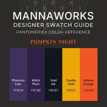 Pumpkin Night Pro Series designer color palette featuring phantom lilac, witch plum, void ink, candl