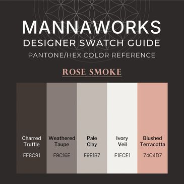 Rose Smoke Pro Series designer color palette by MannaWorks, featuring five muted neutral swatches wi