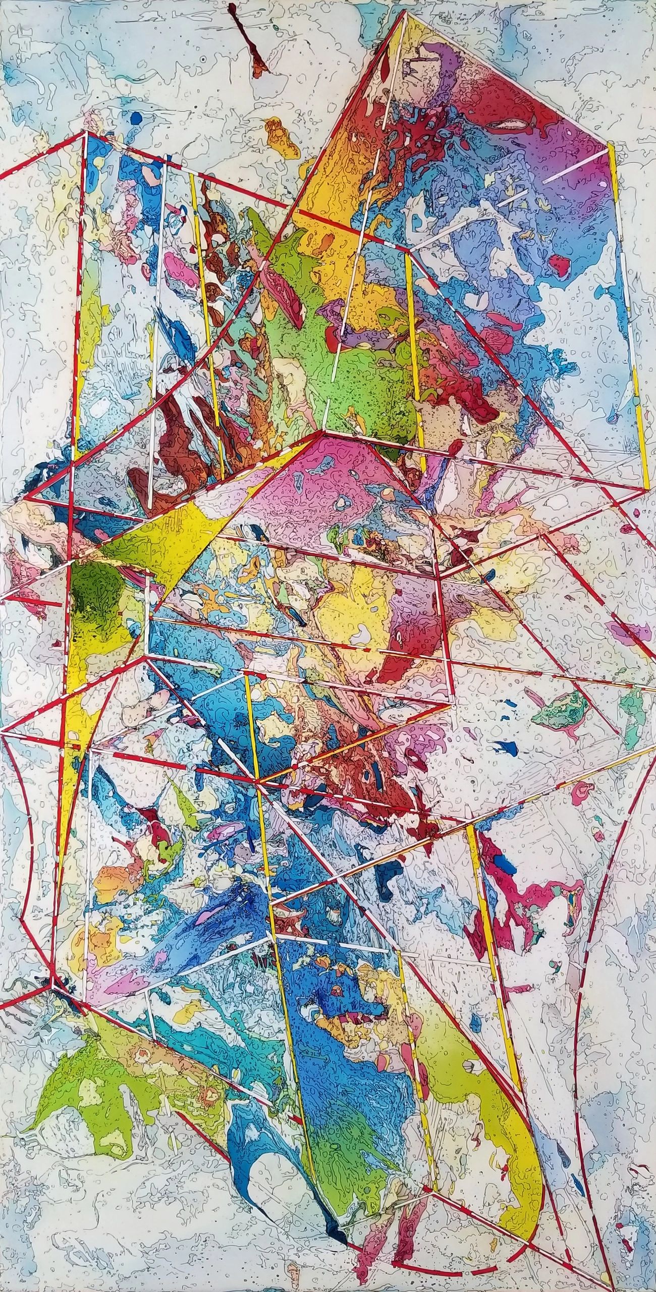 abstract painting on wood panel Nicolae A Ene