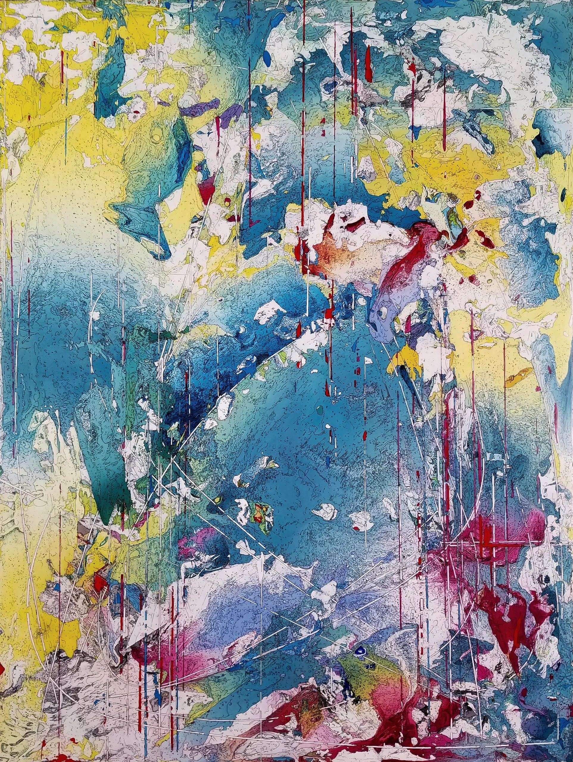abstract painting on wood panel Nicolae A Ene 