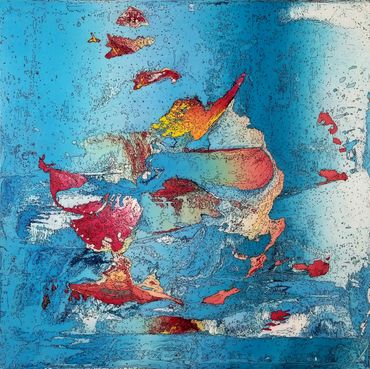 abstract painting on wood panel Nicolae A Ene