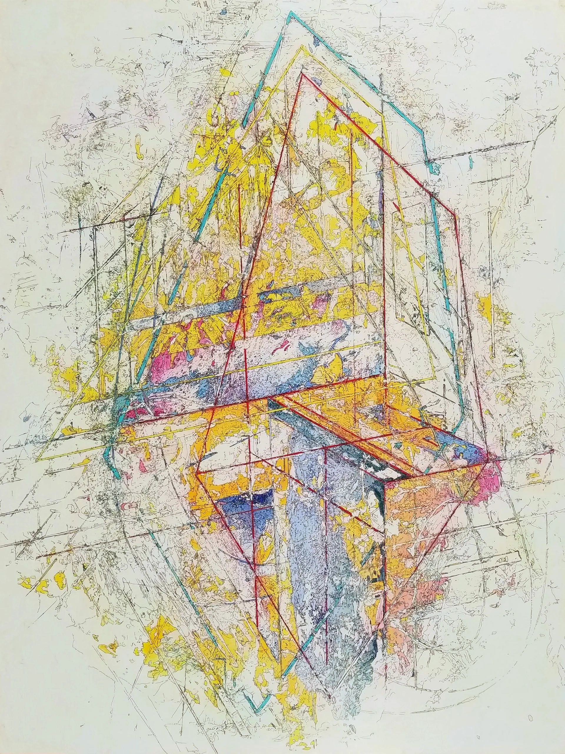 abstract painting on wood panel Nicolae A Ene