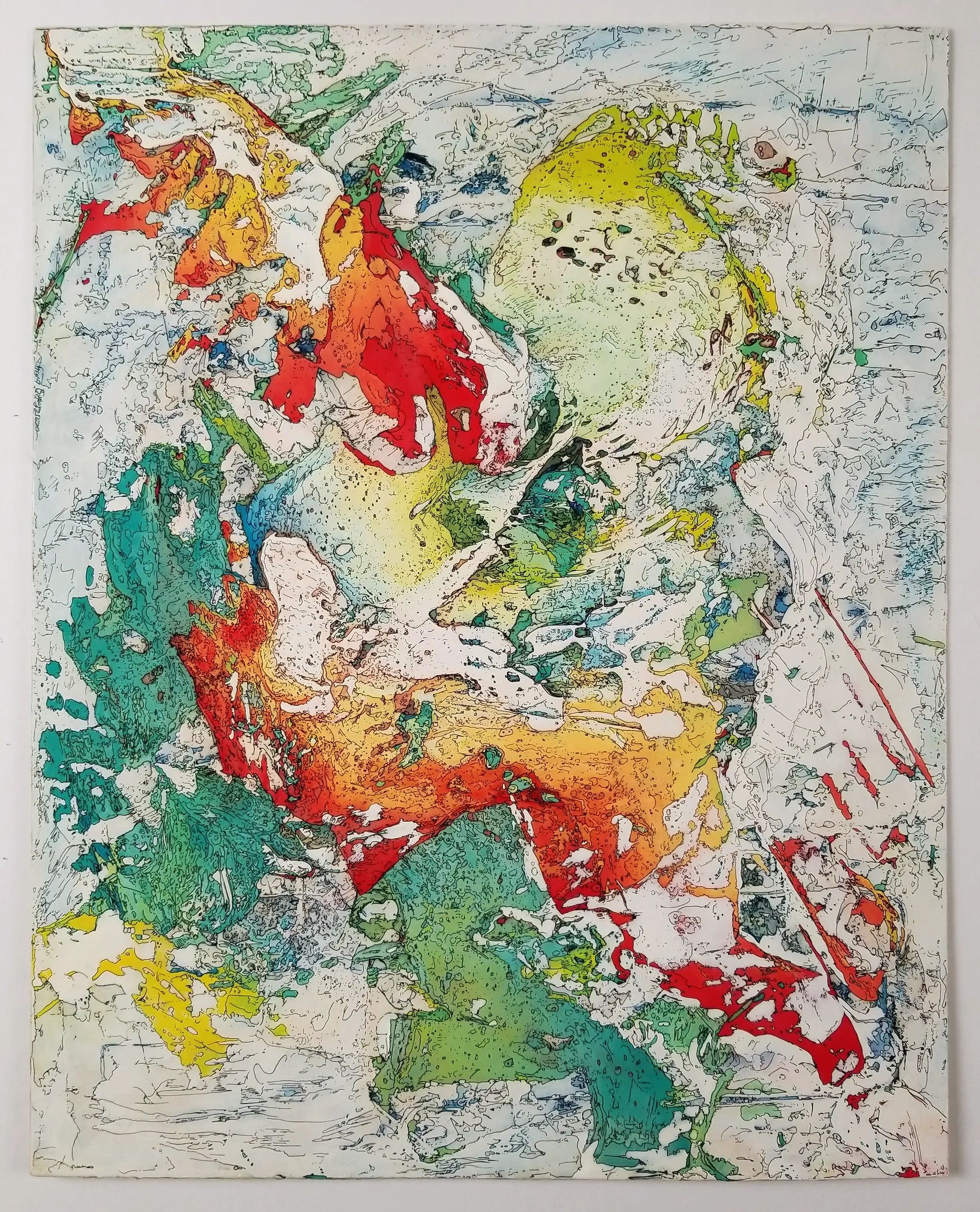 abstract painting on paper Nicolae A Ene