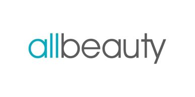 Logo with the word 'allbeauty' in blue and gray text on a white background.