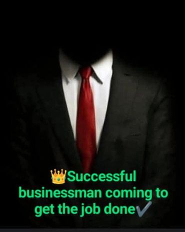 Man in suit with red tie and motivational text.