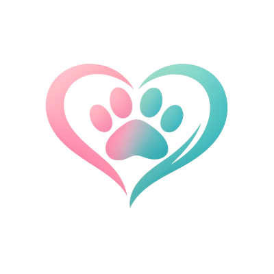 Heart shape with a paw print inside symbolizing love for pets.