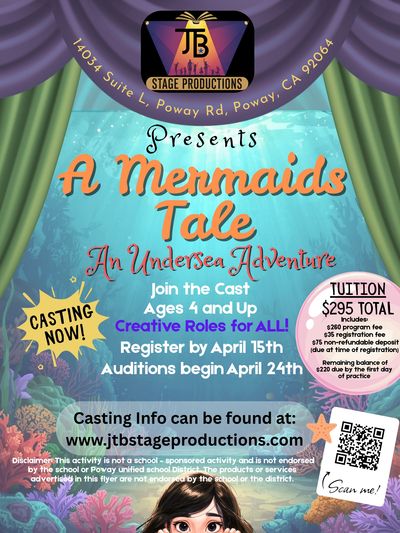 A mermaid peeking over and beyond the rock because she’s shy and curious about him