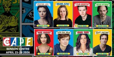 Portraits of CAPE 2026 featured guests with event details.