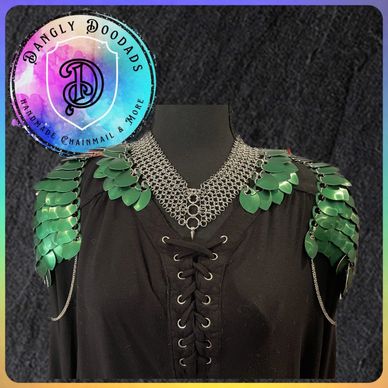 Scalemaille green for sale custom orders dragonscales detachable shoulder wings