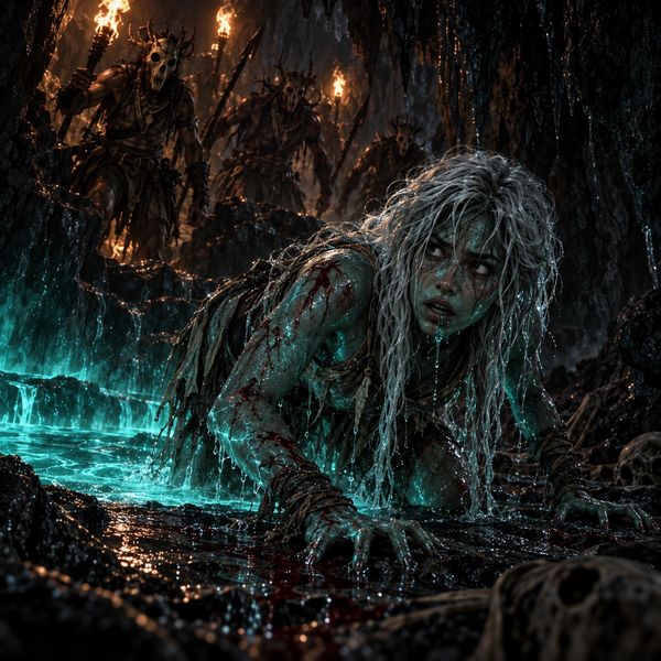Transformed Saaee crawls from the Cronux, white-haired and turquoise-skinned.