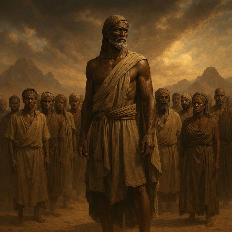 Zulmari desert tribe gathered in the dunes of Zulmar, a nomadic people from the Cronux universe.