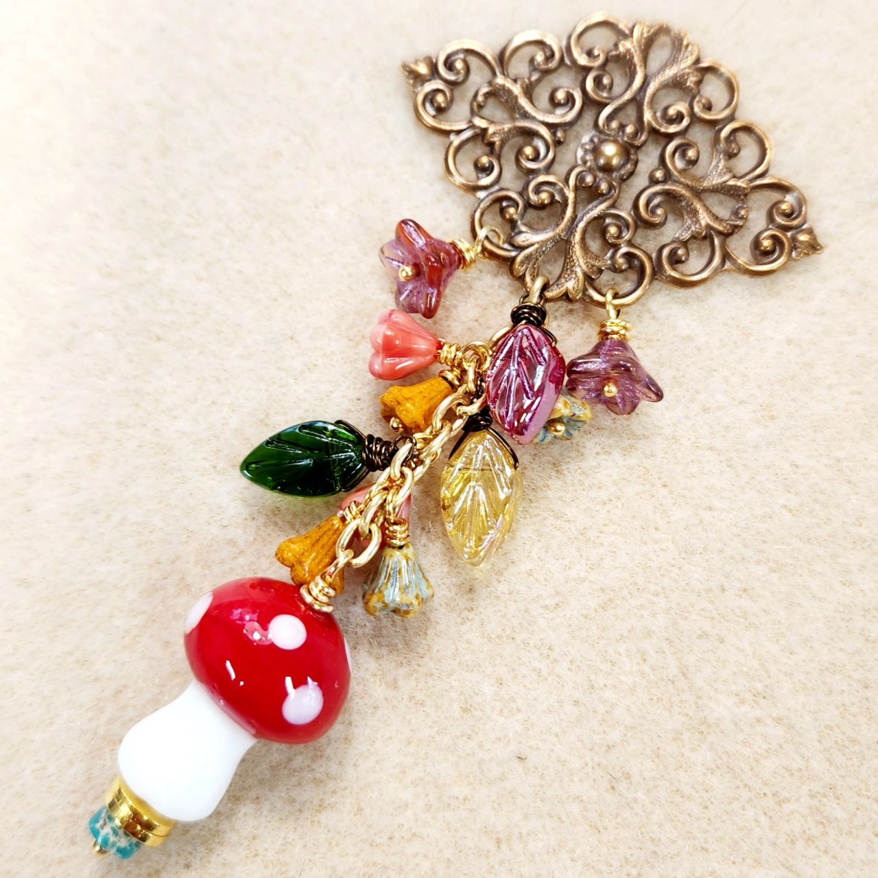 Whimsical woodland-themed charm focal.