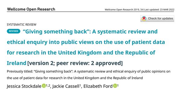 Article: Stockdale et al, 2019, Giving something back