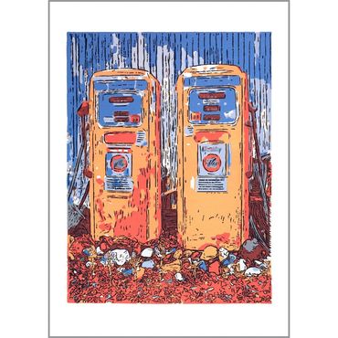 Gas Pumps Art Card