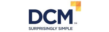 DCM logo with tagline surprisingly simple.