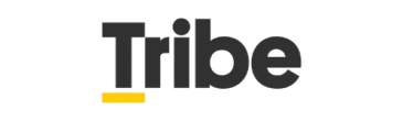 Logo with the word 'Tribe' and a yellow underline.