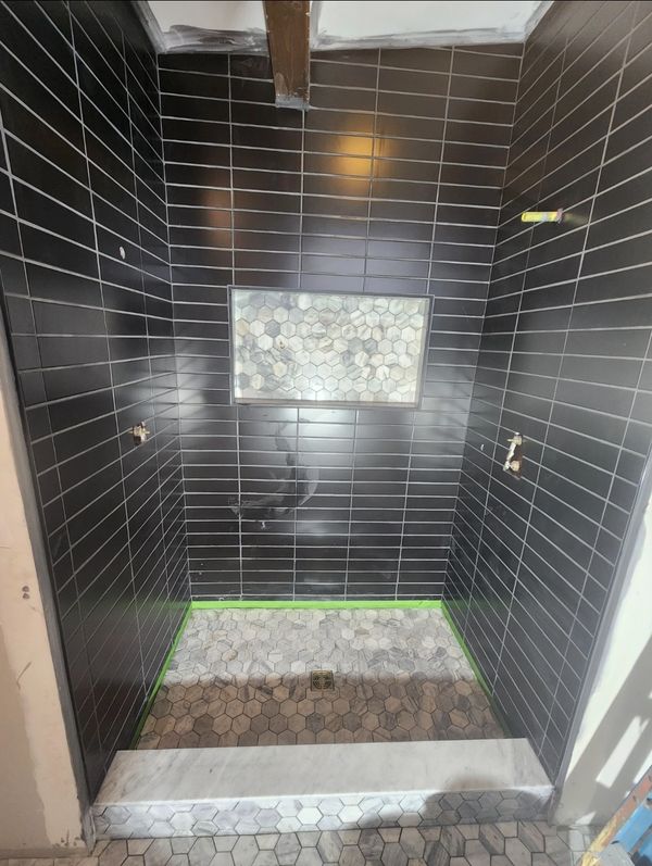 Tile shower installation 