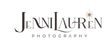 Logo for Jenni Lauren Photography with elegant typography and a sun icon.