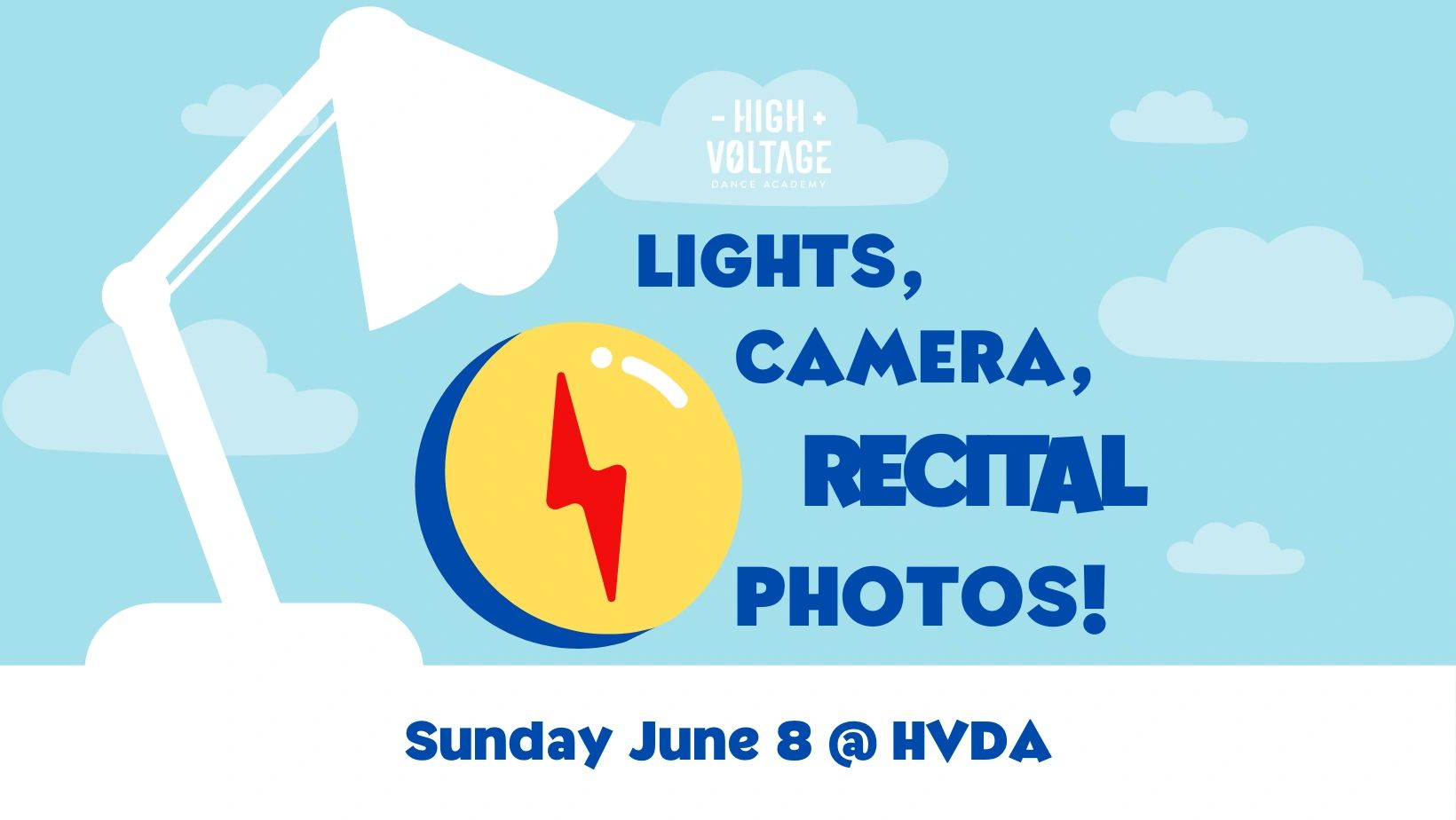 Announcement for recital photos at High Voltage Dance Academy on June 8.
