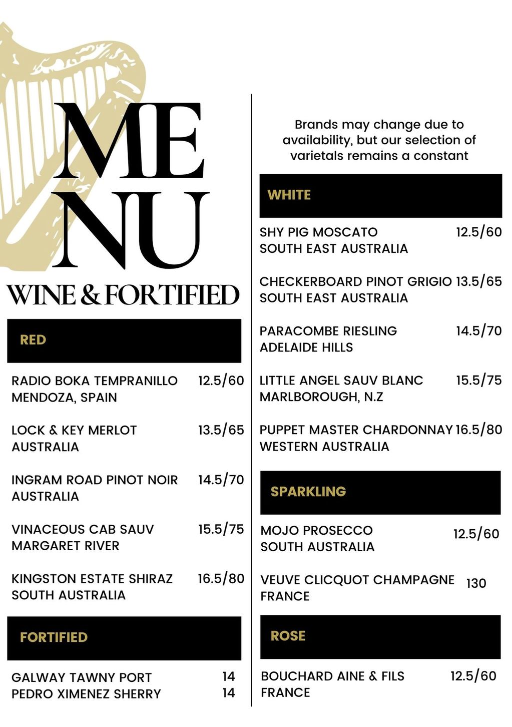 Menu Wine