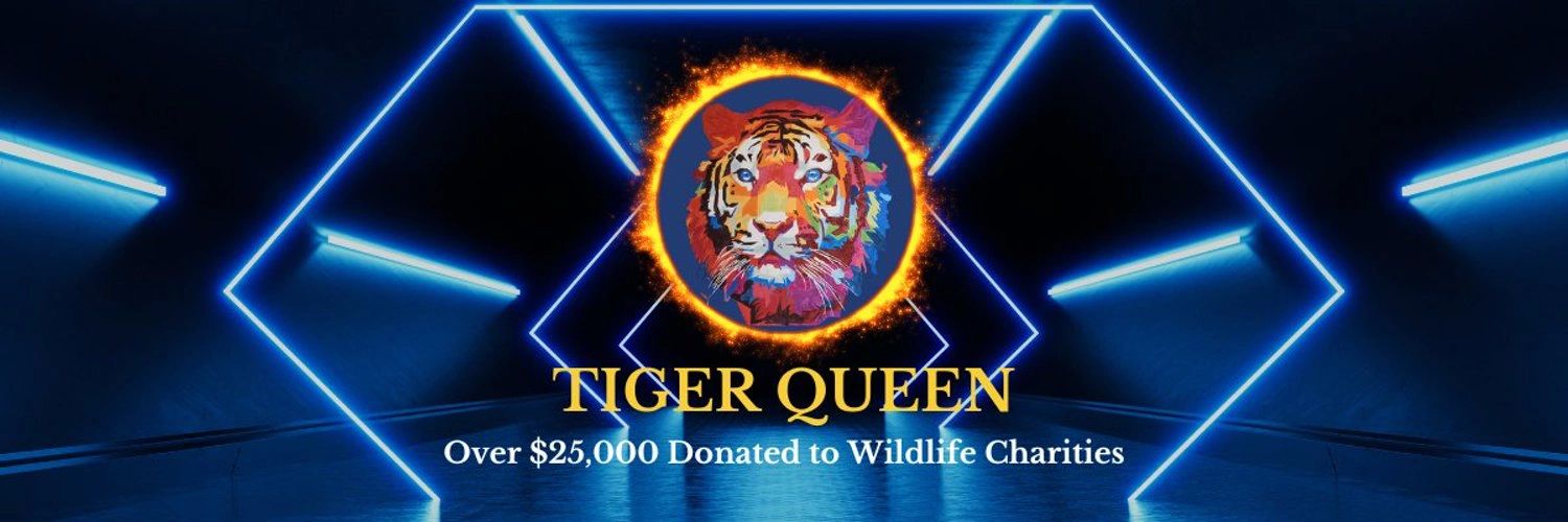 Tiger Queen Logo with tunnel, lights, and charities information