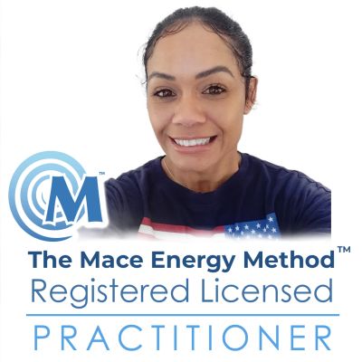 Smiling woman promoting The Mace Energy Method as a licensed practitioner.