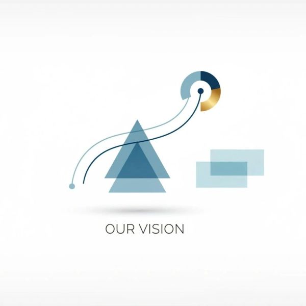 Abstract graphic with geometric shapes symbolizing vision and growth.