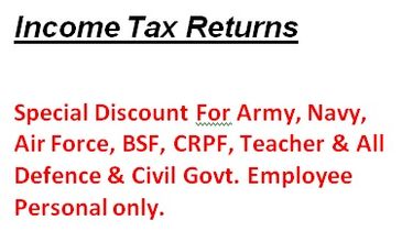Advertisement for special income tax return discounts for defense and government employees.