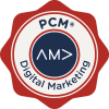 PCM Digital Marketing logo with a digital interface theme.