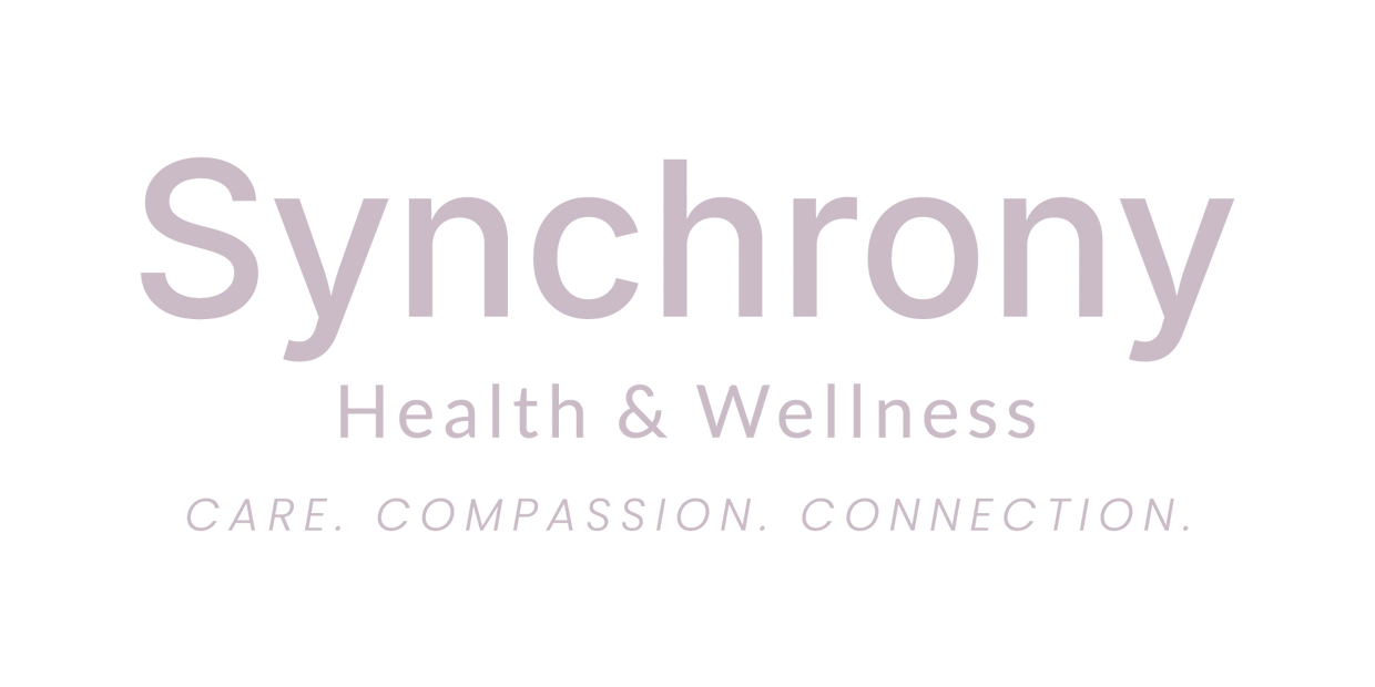 Logo of Synchrony Health & Wellness with the tagline Care. Compassion. Connection.