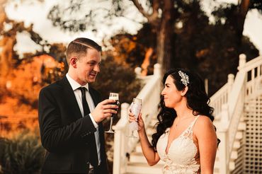 bride and groom toast during a Washington wedding