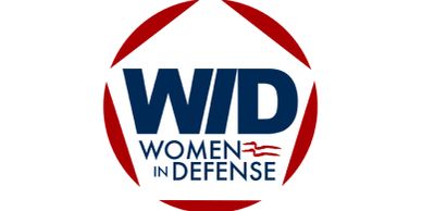 Women in Defense logo with red accents.