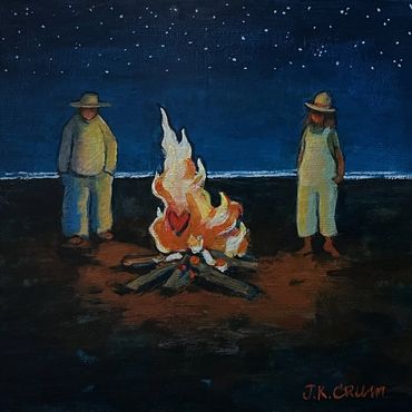 "Love in the Campfire Light" - 6"x 6"