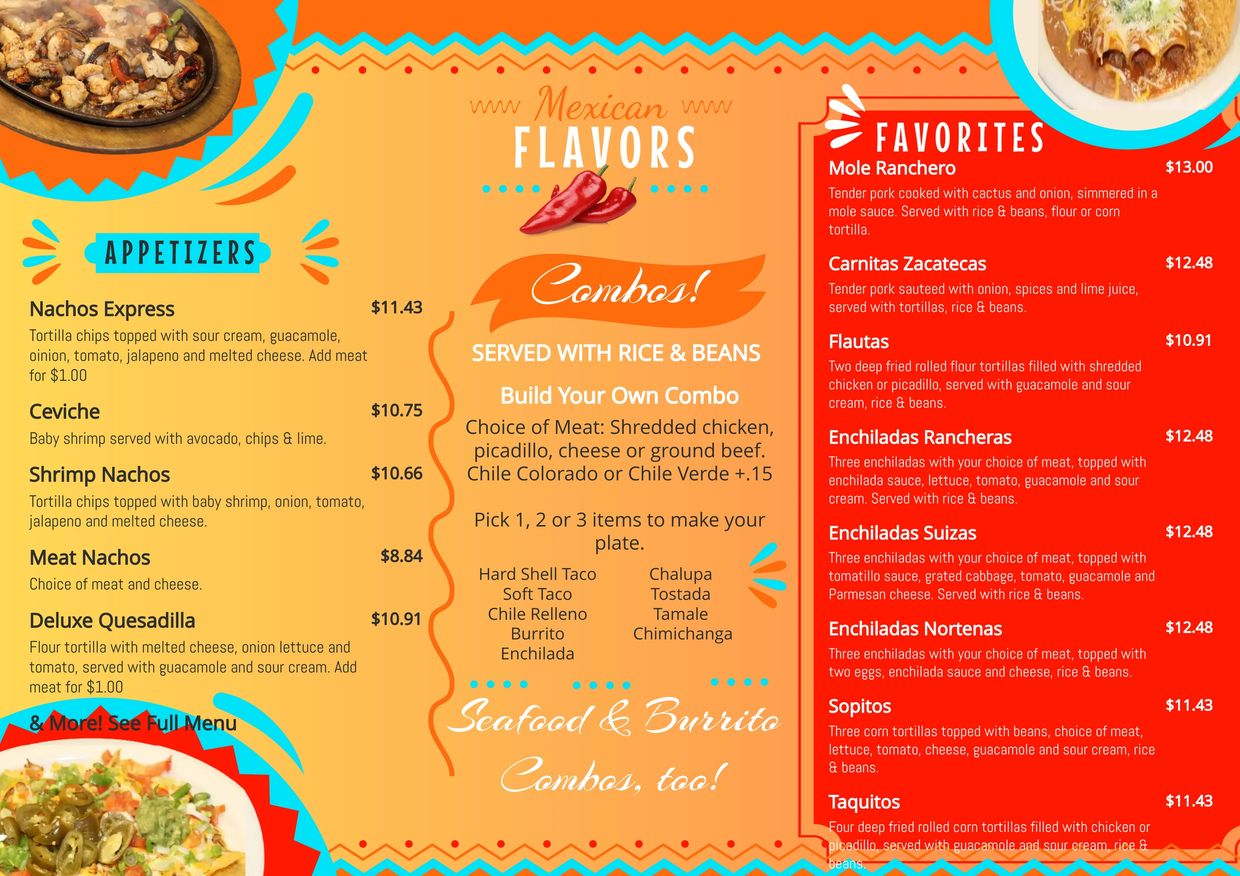 Chapala Express Mexican Restaurant. Located in Richland, WA Menu highlights. Appetizers, combos, fav