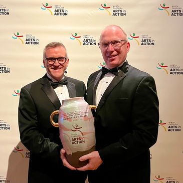 Mark and Freddie with pottery award