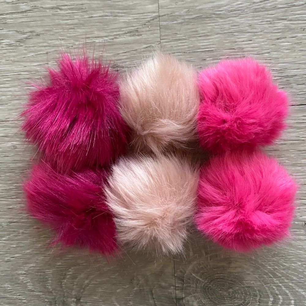 Mini Faux Fur Pompoms Six Pack